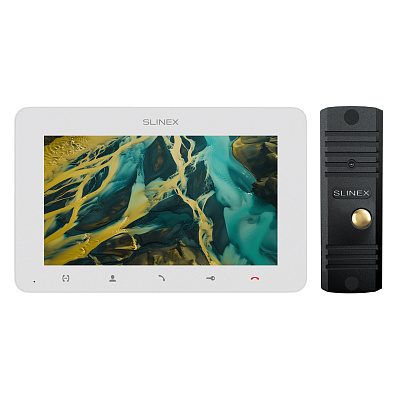 картинка Slinex KIT SM-07MHD цвет белый + ML-16HD цвет черный. Комплект домофона 7" + панель вызова от компании Intant