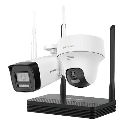 картинка Hikvision NKS422W02H Wi-Fi комплект видеонаблюдения 2MP (1 bullet+1 turret+ Видеорегистратор) от компании Intant