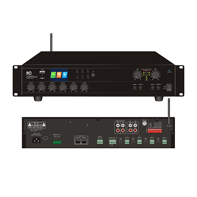 картинка ITC T-2240UC 2-канальный матричный цифровой микшерный усилитель 2*240 Вт с Bluetooth, тюнером и MP3 от компании Intant