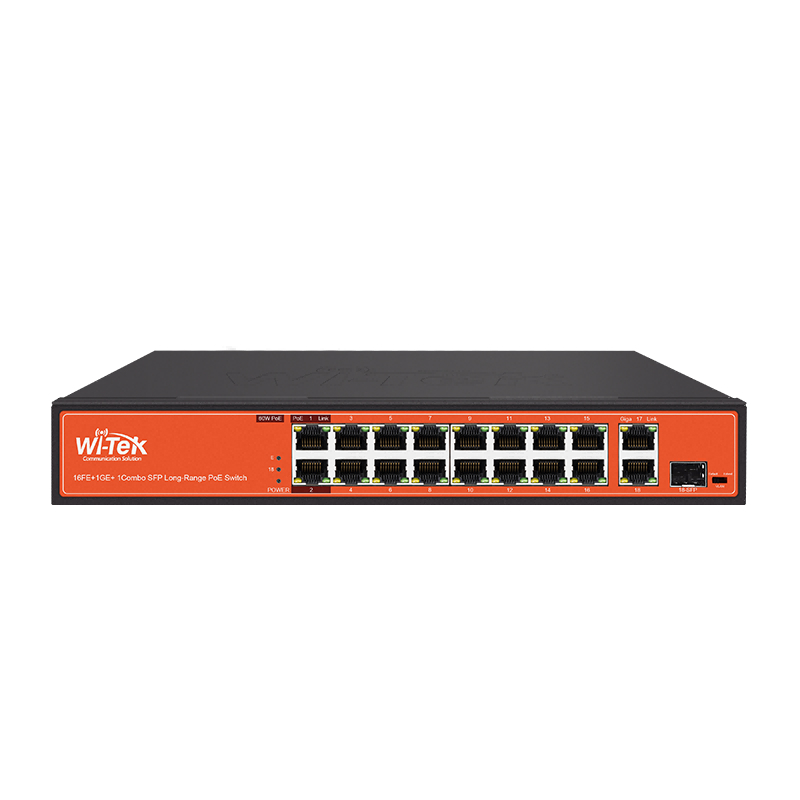 Wi-Tek WI-PS518G Коммутатор 16-портовый неуправляемый PoE