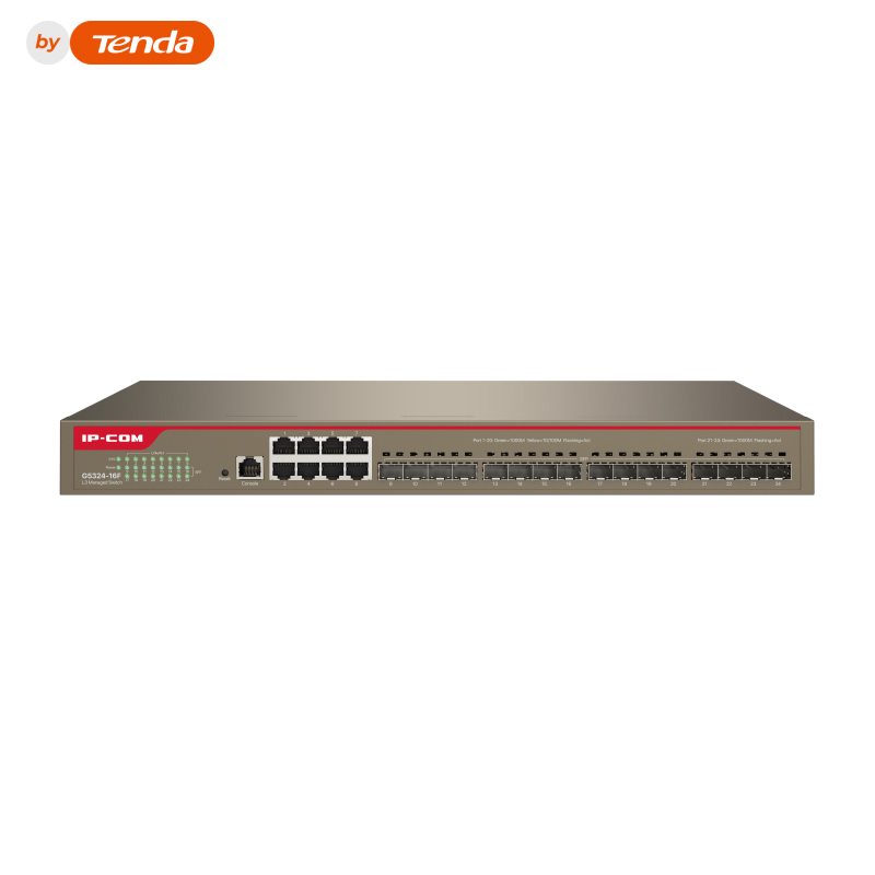 IP-Com G5324-16F Коммутатор 24-портовый управляемый, 8x10/100/1000Base-T Ethernet, 16x1000Base-X SFP