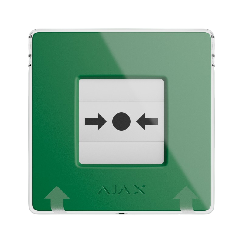 Ajax ManualCallPoint зеленый Беспроводная настенная кнопка программируемая с механизмом сброса