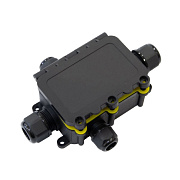 картинка Промрукав PR08.13153 Коробка распределительная с откидной крышкой 4-вводная черная 131х95х37 от компании Intant