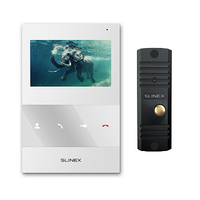 картинка Slinex KIT SQ-04M цвет белый + ML-16HD цвет черный. Комплект домофона 4,3” + панель вызова от компании Intant
