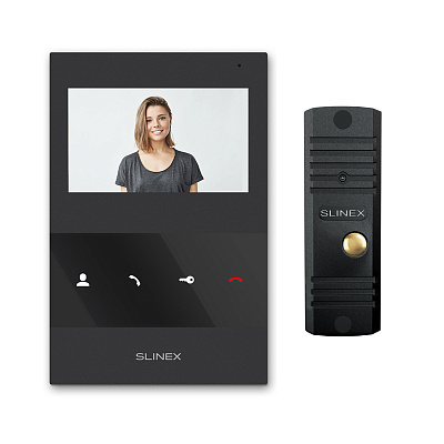 картинка Slinex KIT SQ-04M цвет черный + ML-16HD цвет черный. Комплект домофона 4" + панель вызова от компании Intant