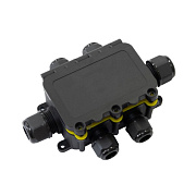 картинка Промрукав PR08.13155 Коробка распределительная с откидной крышкой 6-вводная черная 131х95х37 от компании Intant